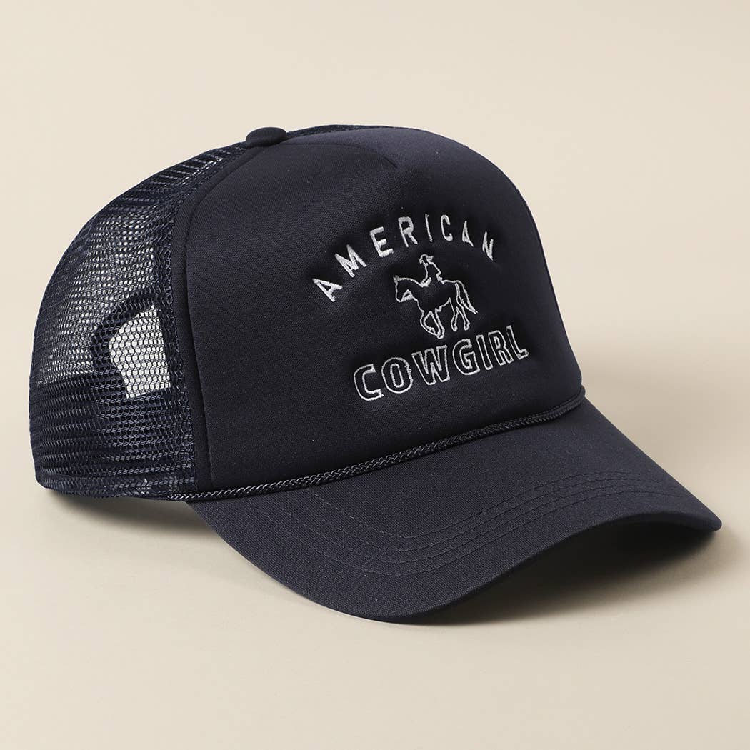 American Cowgirl Embroidery Foam Trucker Hat