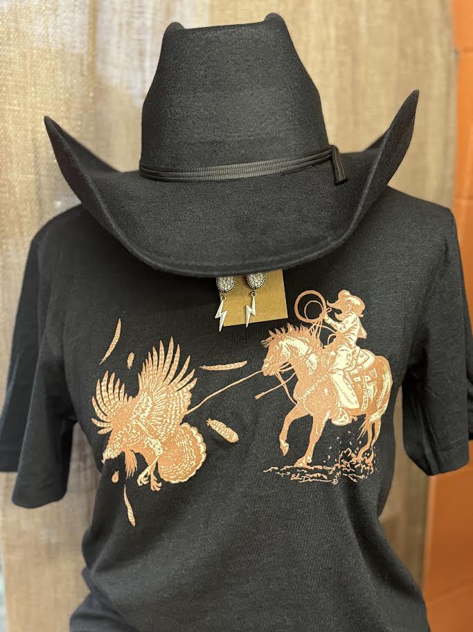 Black Felt Finish Western Wide Cattleman Hat with Black Hat Band