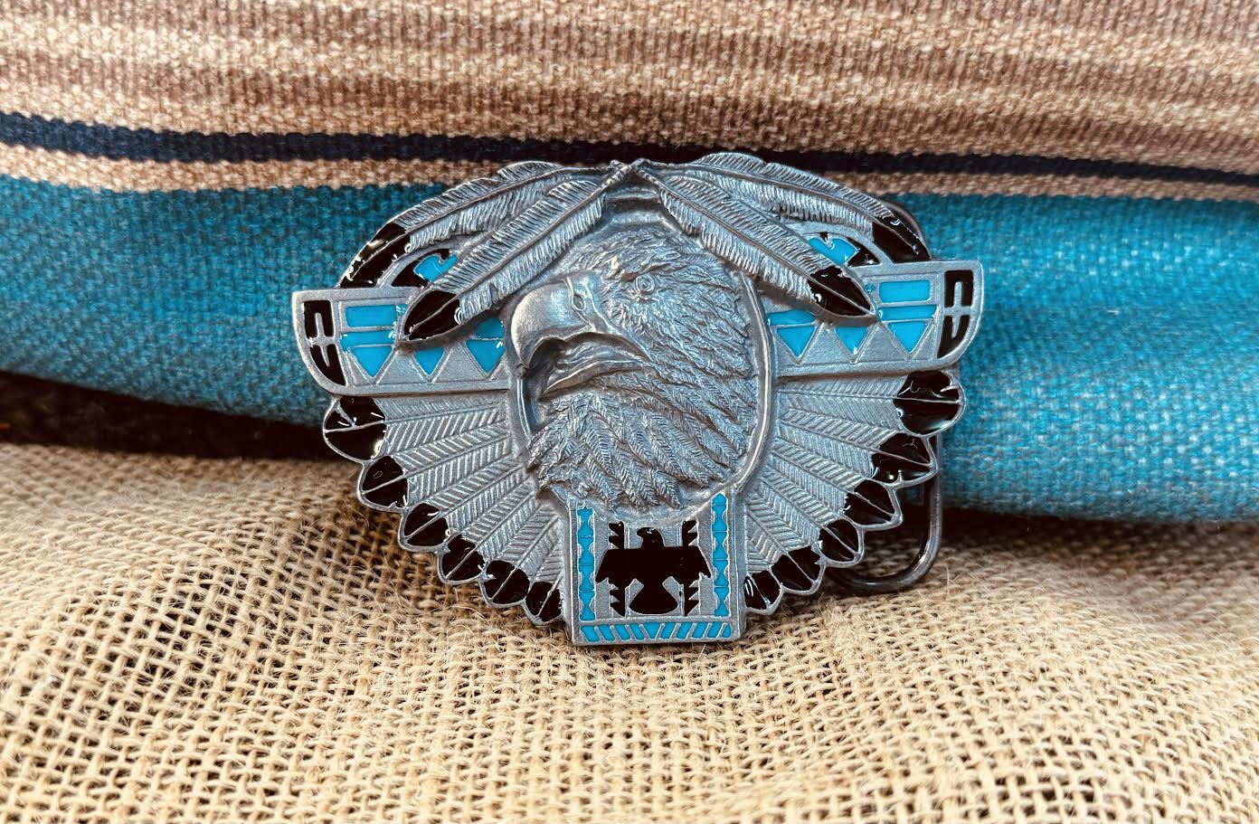 Southwestern Eagle Belt Buckle with Enamel Finish