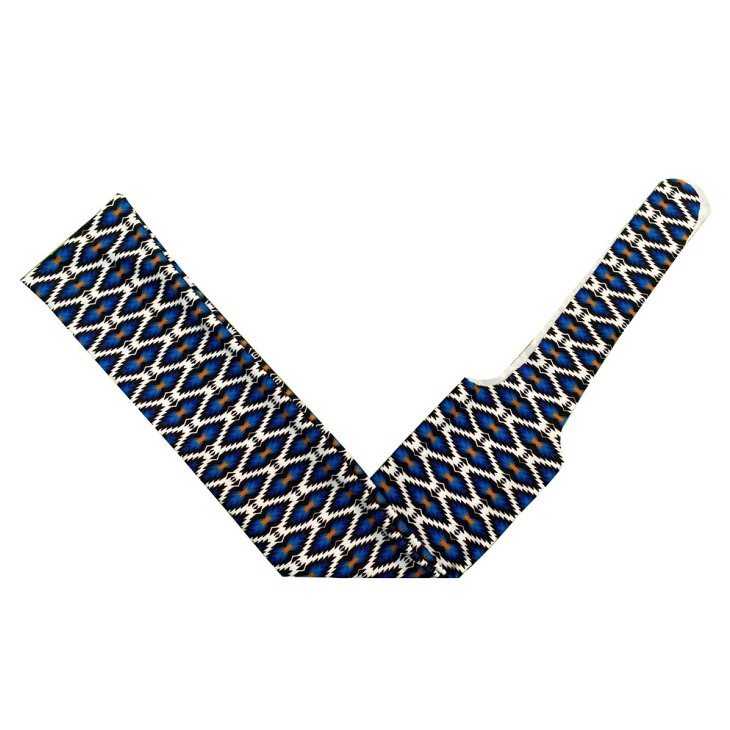 Blue and Sand Aztec Lycra printed slip-on tail bag