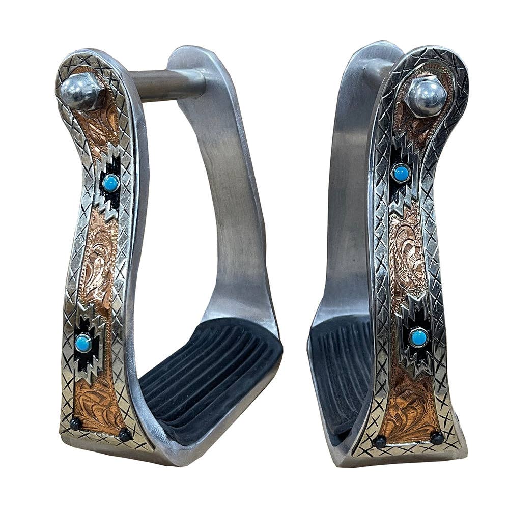 HILASON Horse Western Tack Saddle Stainless Engraved Metal Stirrups