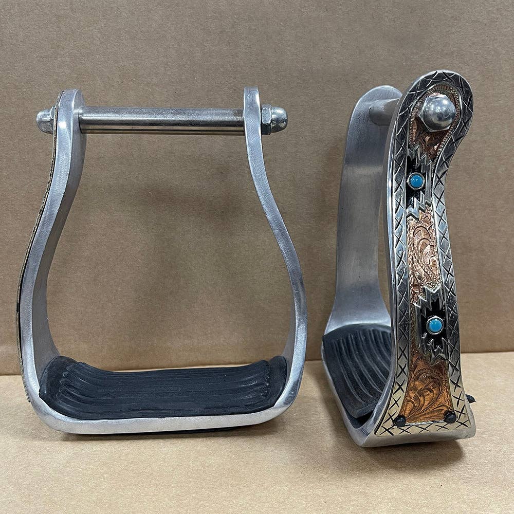 HILASON Horse Western Tack Saddle Stainless Engraved Metal Stirrups