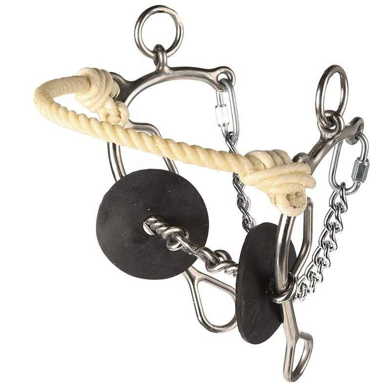 Reinsman Josey Million Dollar Bit for Horse - 3-Piece Twisted Wire Dog Bone Snaffle Mouthpiece - Rope Noseband