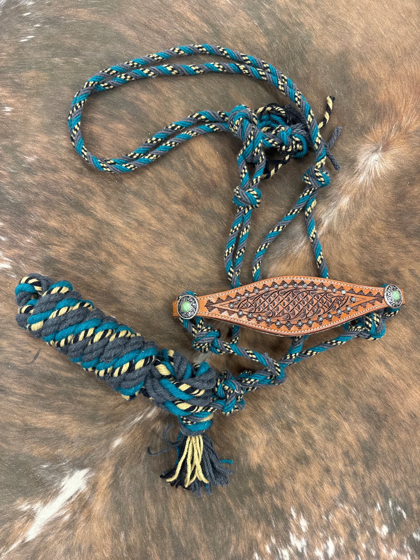 Turquoise Mohair Cowboy Knot Halter