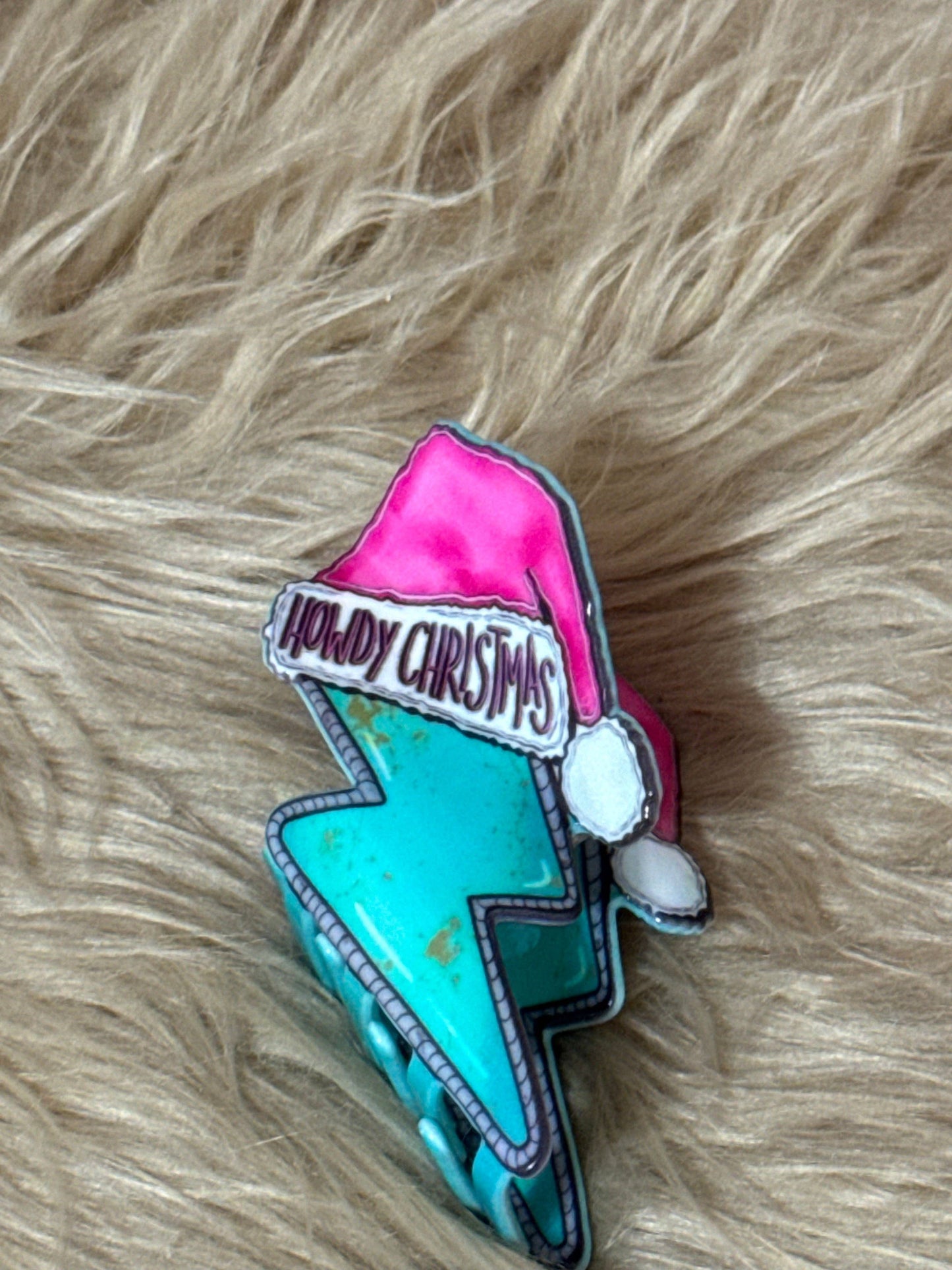 Merry Christmas Bolt printed claw clip