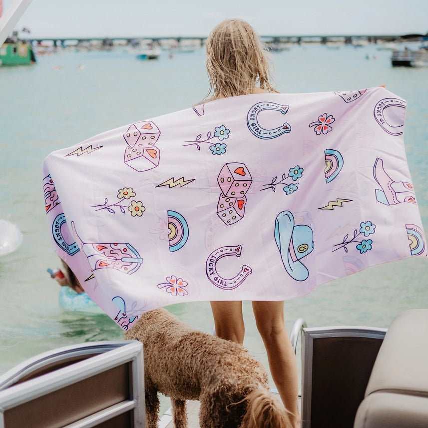 Quick Dry 2 Sided Beach Towel with travel bag (multiple styles available)