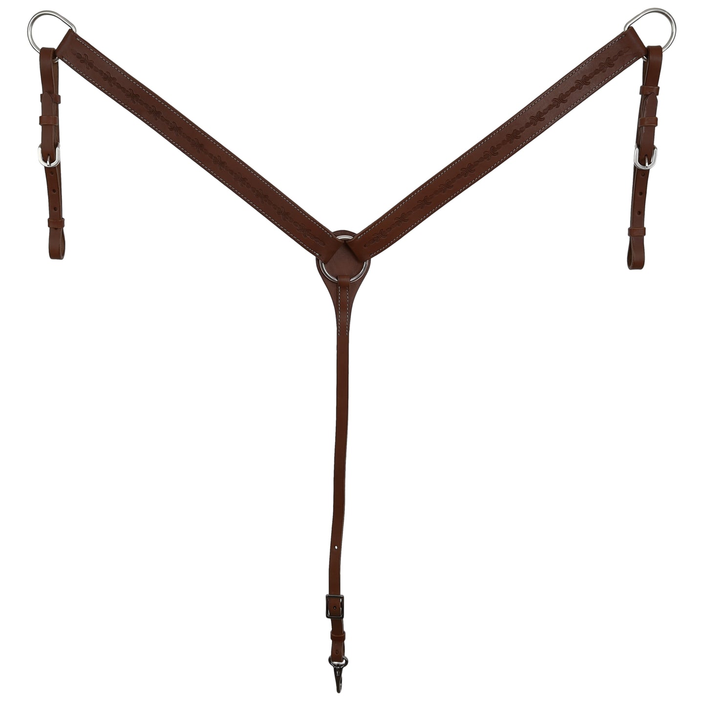 Leather Breastcollar with Barbed Wire Tooling