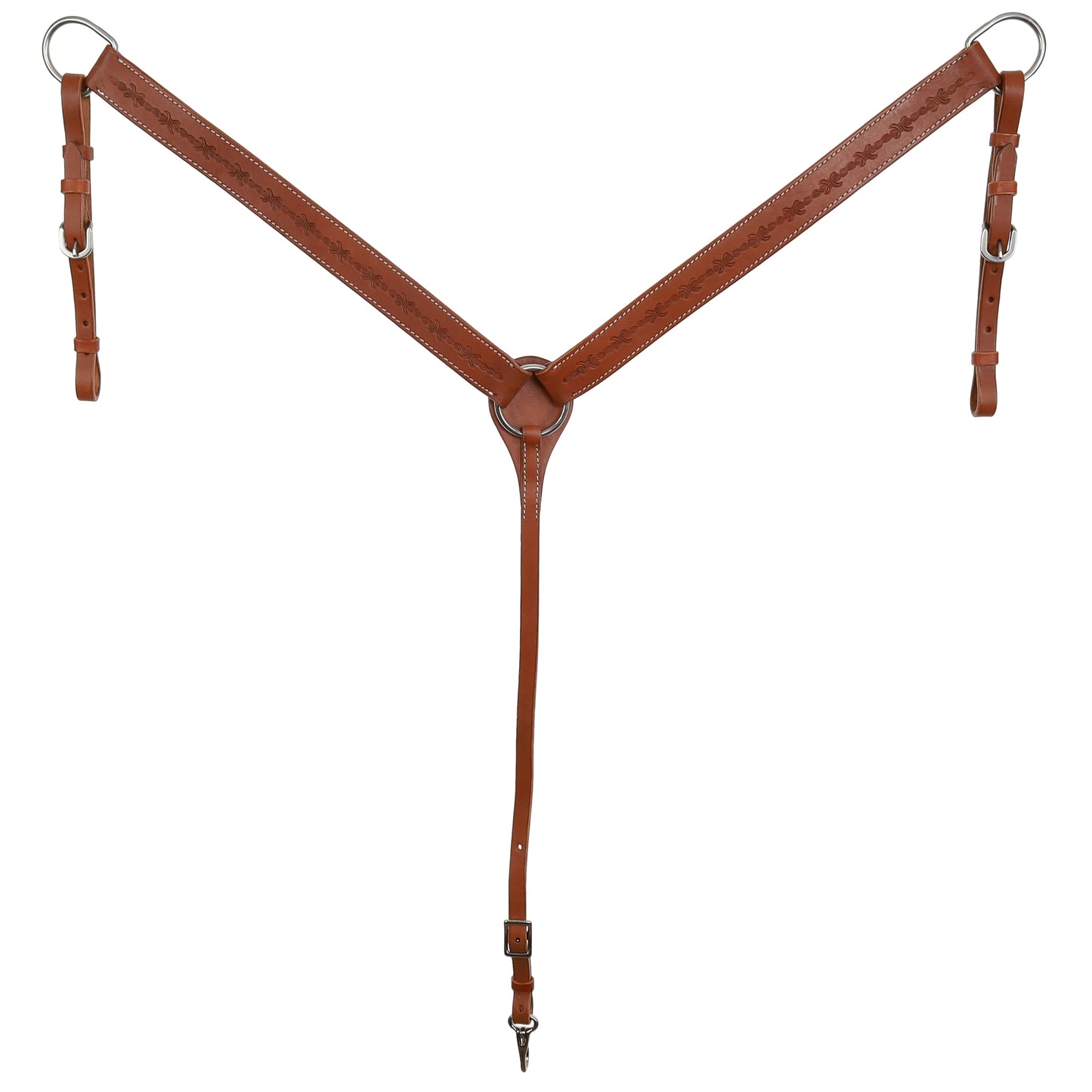 Leather Breastcollar with Barbed Wire Tooling