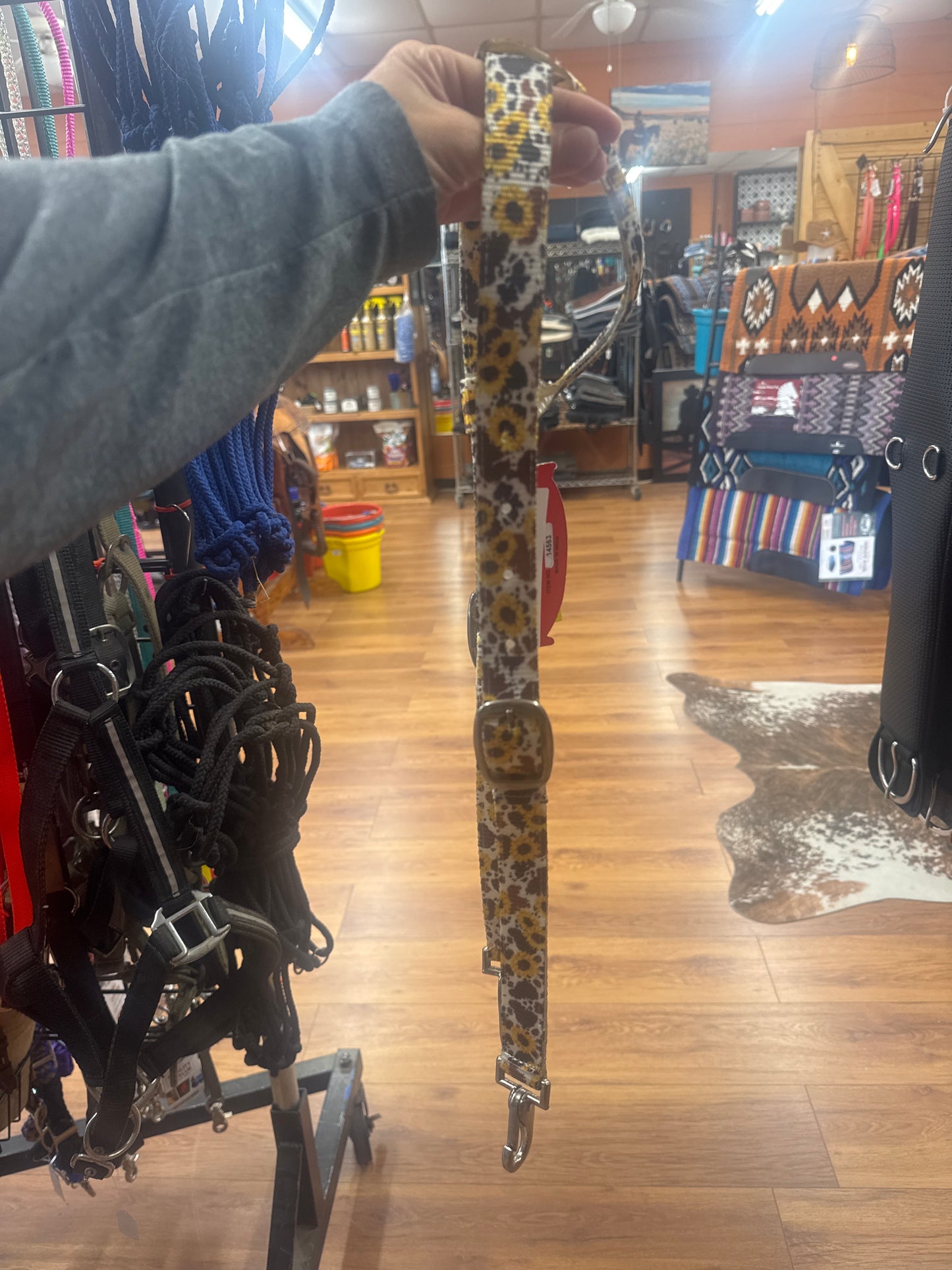 Cowhide and Sunflower Print Nylon One Ear Headstall