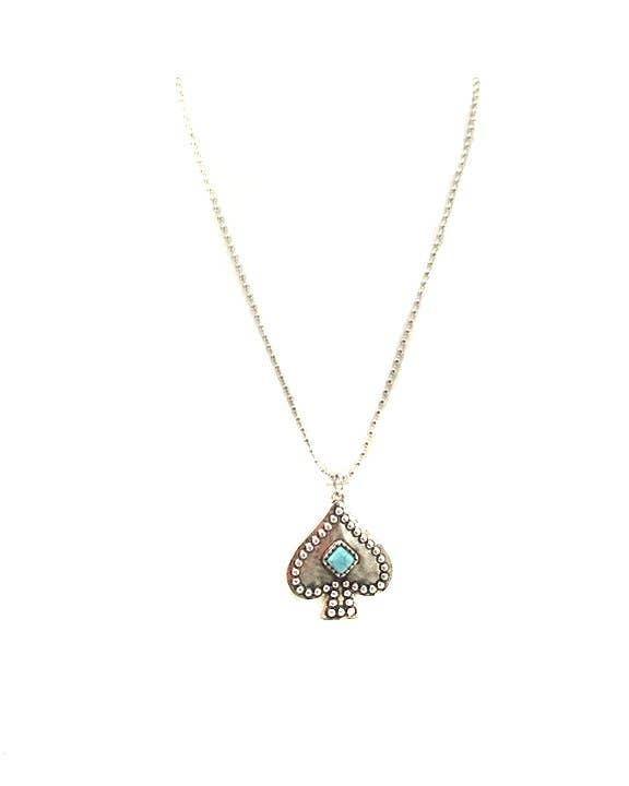 Spade Necklace with Turquoise Stone