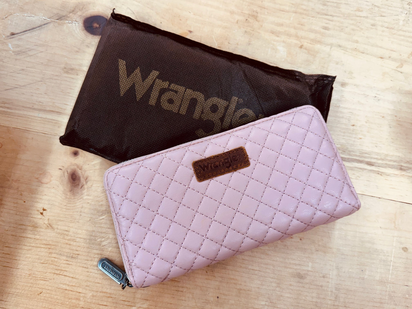 Quilted Wrangler Wallet Wristlet Blush Pink