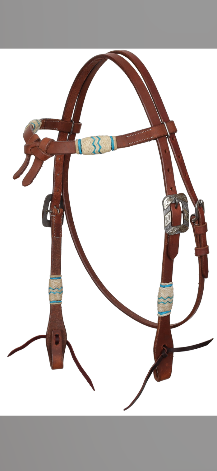 Teal Rawhide Futurity Leather Headstall