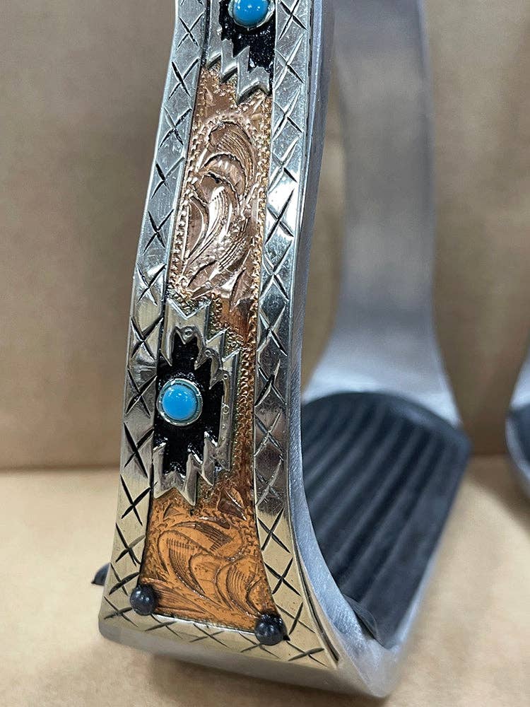 HILASON Horse Western Tack Saddle Stainless Engraved Metal Stirrups