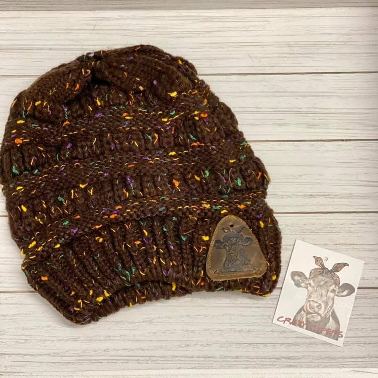 Pony Beanies w/ Leather Patch