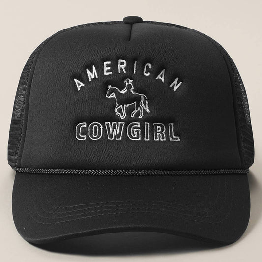 American Cowgirl Embroidery Foam Trucker Hat