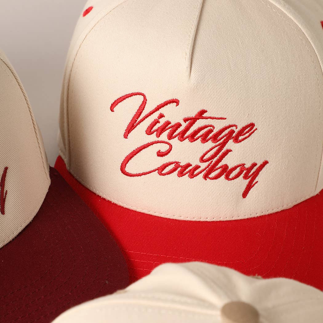 Vintage Cowboy Embroidery Two Tone Snapback