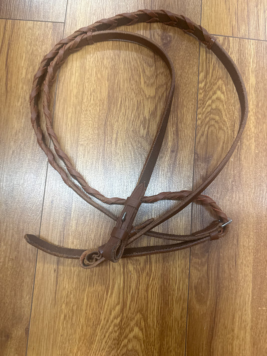 Braided leather pony reins