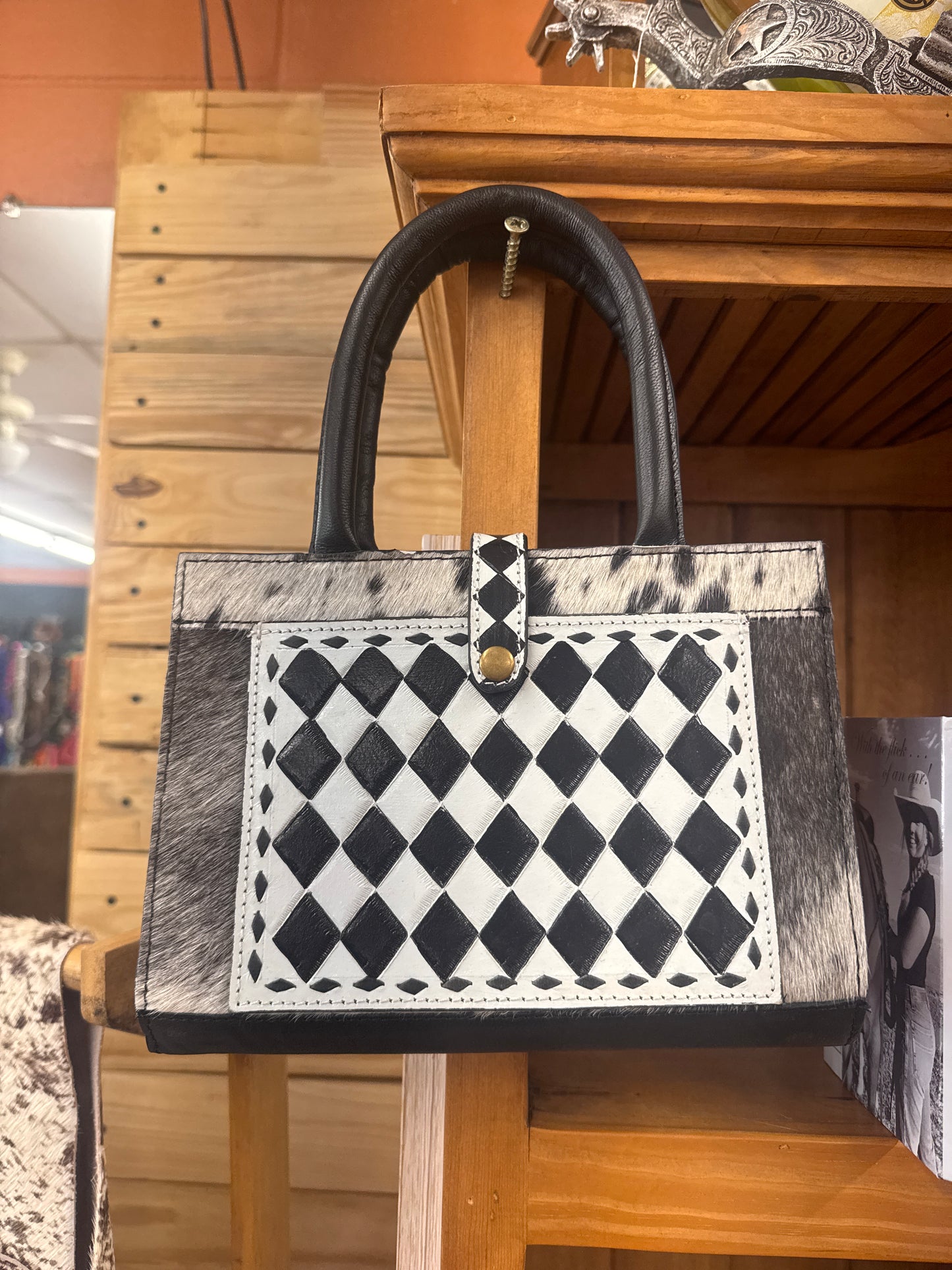 Hair on Checkered Leather Bible Cover