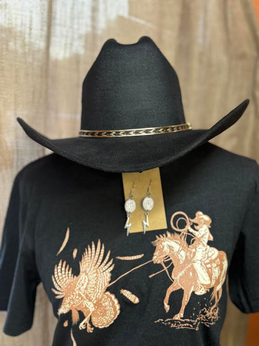 Black Felt Finish Western Cattleman Hat