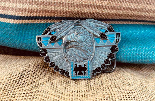 Southwestern Eagle Belt Buckle with Enamel Finish