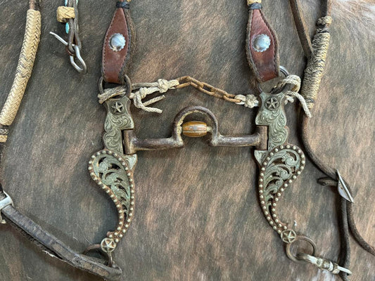 Martins Saddlery Bridle w/ Rawhide accent equipped  Copper Roller #GS