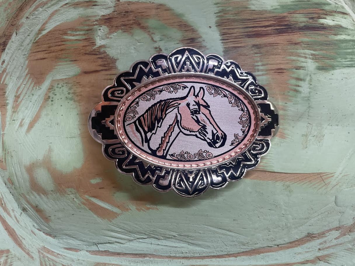 Horse Head Copper Belt Buckle