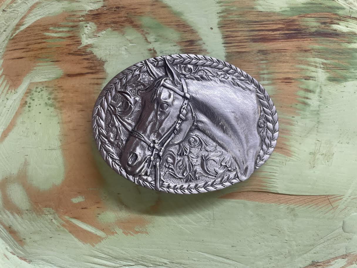 Horsehead & Filigree Belt Buckle