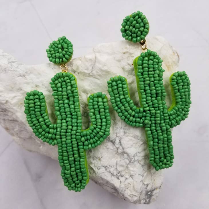 Beaded Cactus Earrings