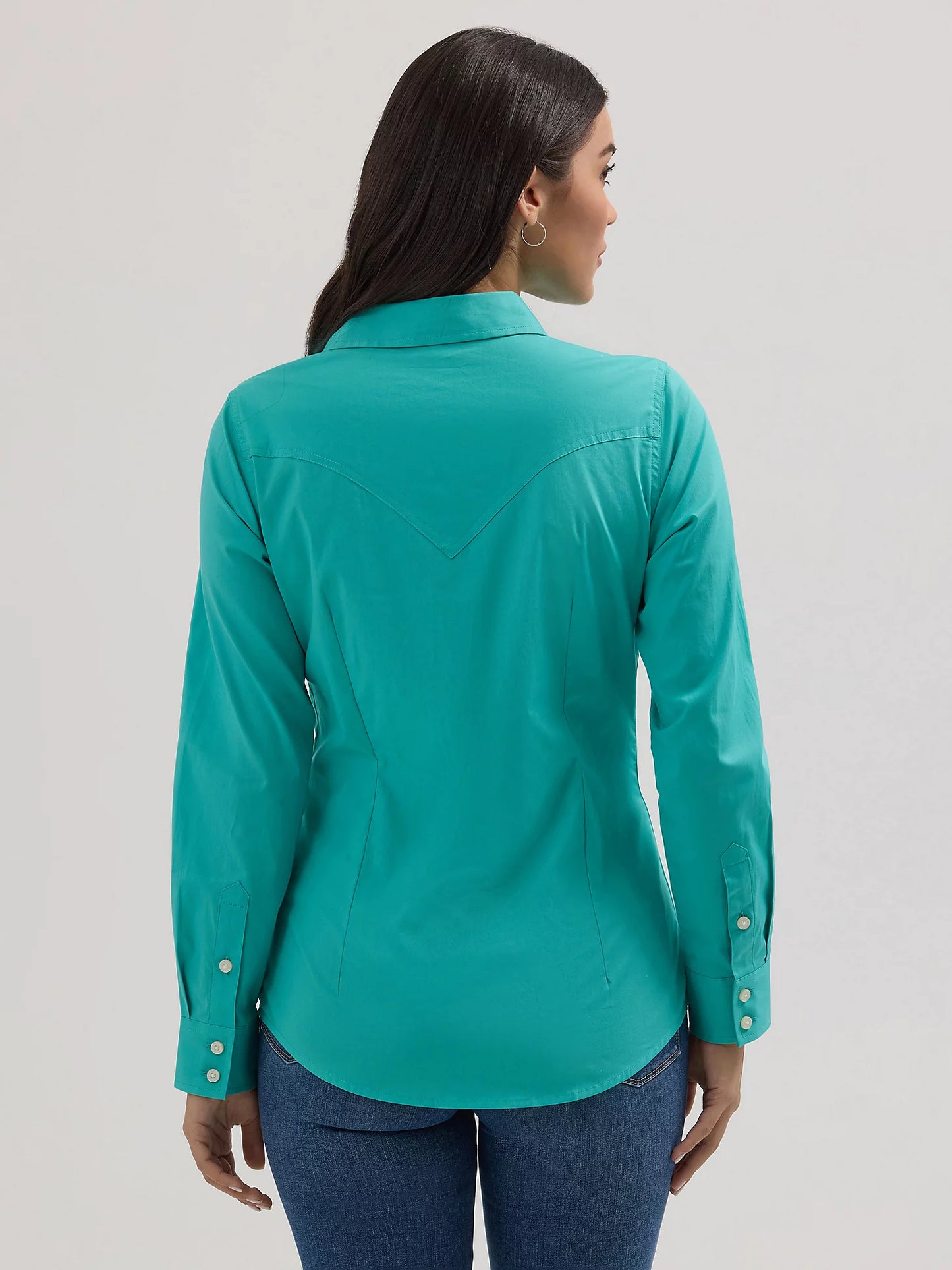 112358060 - Wrangler Retro® Long Sleeve Solid Shirt - Bright Aqua