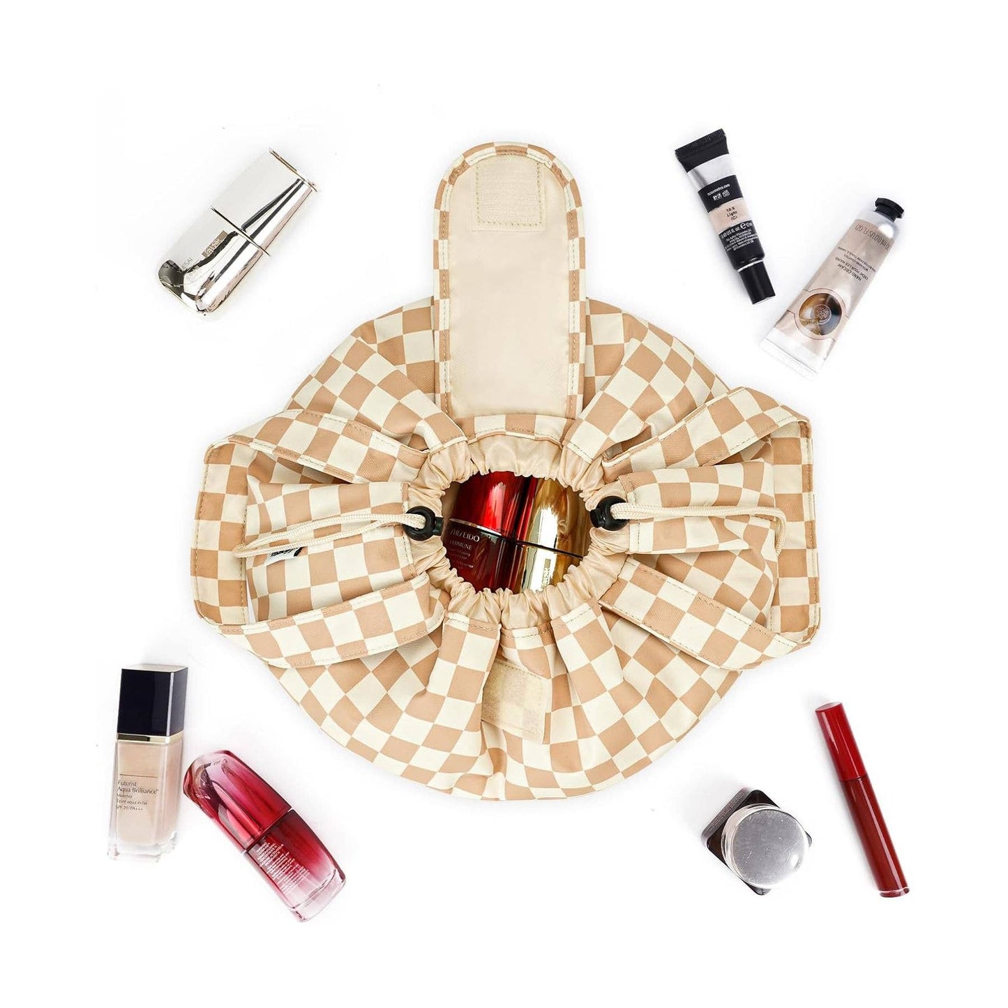 Drawstring Checkered Makeup Bag Cosmetic Bag