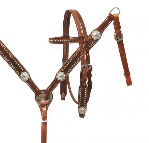 PONY headstall and breast collar set with silver conchos