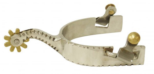 Men's stainless steel spurs with brass rowel