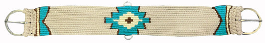 Showman Tan Multi Strand wool blend string girth with Aztec Design