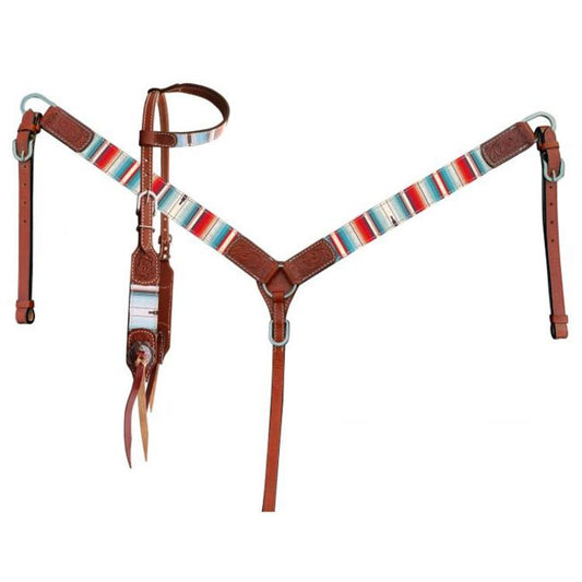 Serape Southwest Print One Ear Headstall and Breastcollar Set