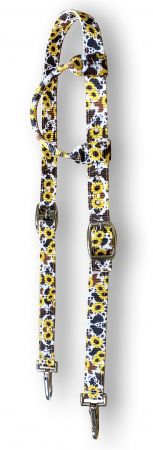 Cowhide and Sunflower Print Nylon One Ear Headstall