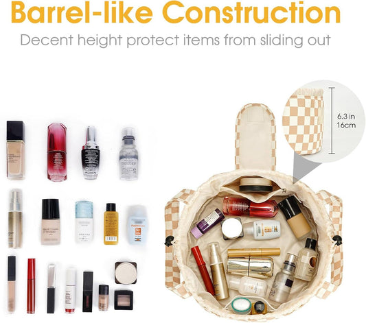 Drawstring Checkered Makeup Bag Cosmetic Bag