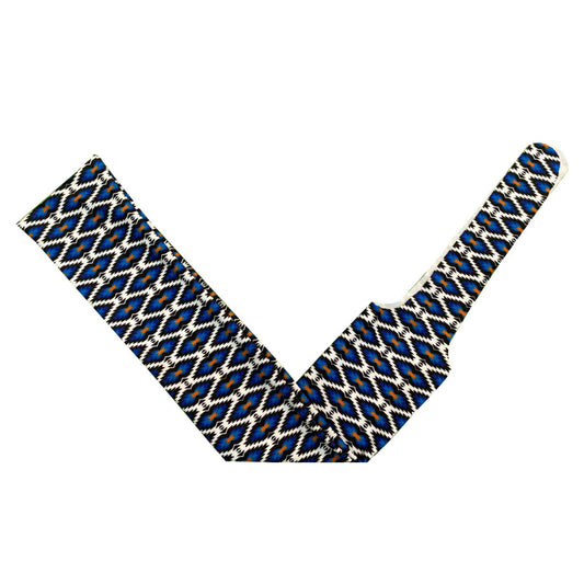 Blue and Sand Aztec Lycra printed slip-on tail bag