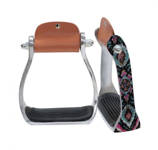 Youth Shimmering beaded Navajo print stirrup