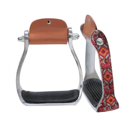 Youth Shimmering pink Navajo print stirrup