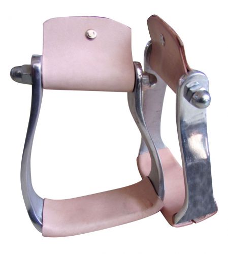 Lightweight aluminum slanted pony/youth stirrups with leather tread