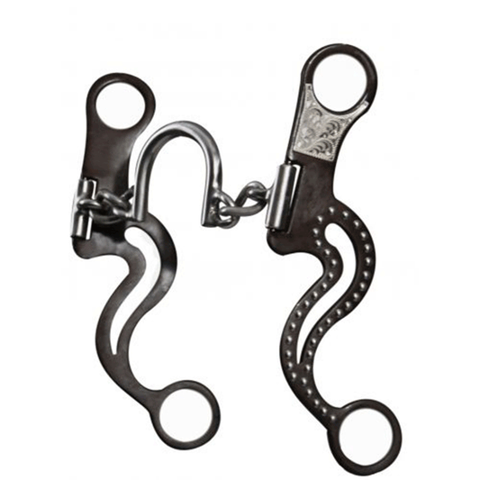 Stainless steel chain link round ported bit with brown steel cheeks