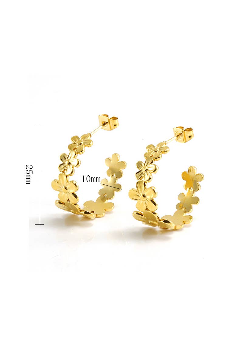 18K GOLD PLATED STAINLESS STEEL FLORAL EARRINGS