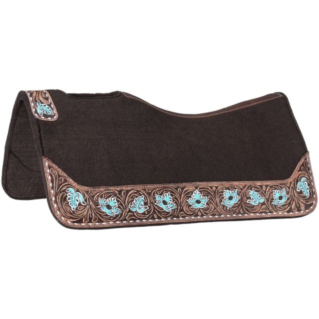 FLORAL TOOLED CONTOUR FELT SADDLE PAD