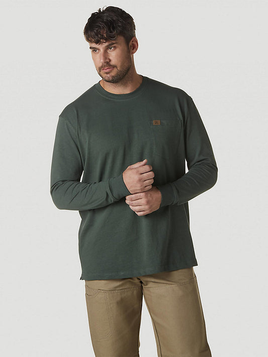 WRANGLER® RIGGS WORKWEAR® LONG SLEEVE POCKET T-SHIRT IN FOREST GREEN