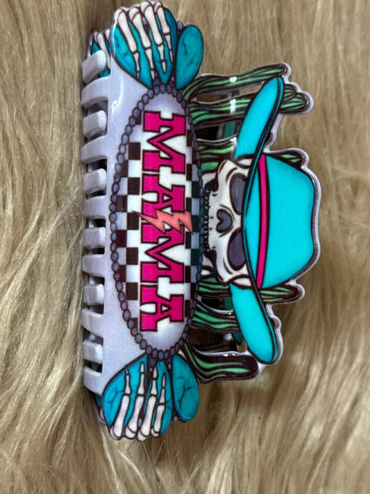 Mama Skelton Printed Claw Clip