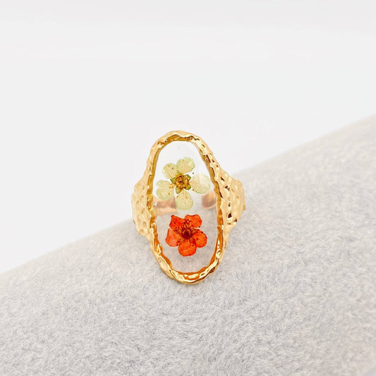 18K Gold Plated Stainless Steel Floral Ring