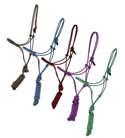 Medium/Large PONY Size Adjustable Cowboy Knot Halter with Removable Lead