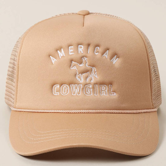 American Cowgirl Embroidery Foam Trucker Hat