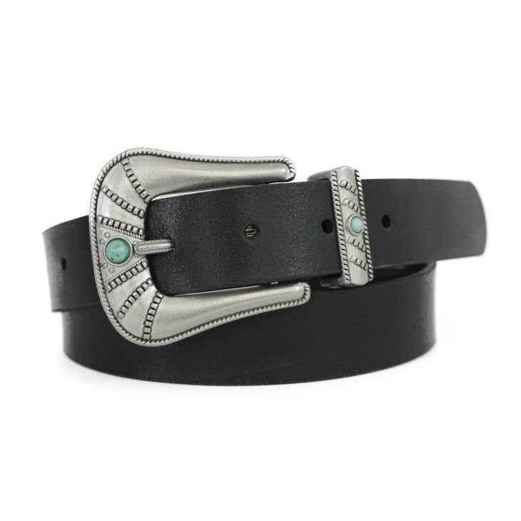 Turquoise Stone Black Belt