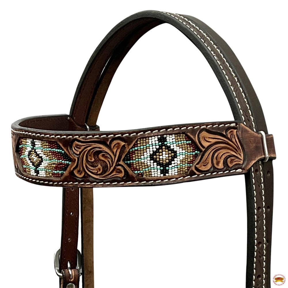 HILASON  Beaded Hand Tooled Genuine Leather Set